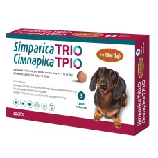 Сімпарика Тріо, для собак, від бліх та кліщів від 5,1-10 кг (1таб)