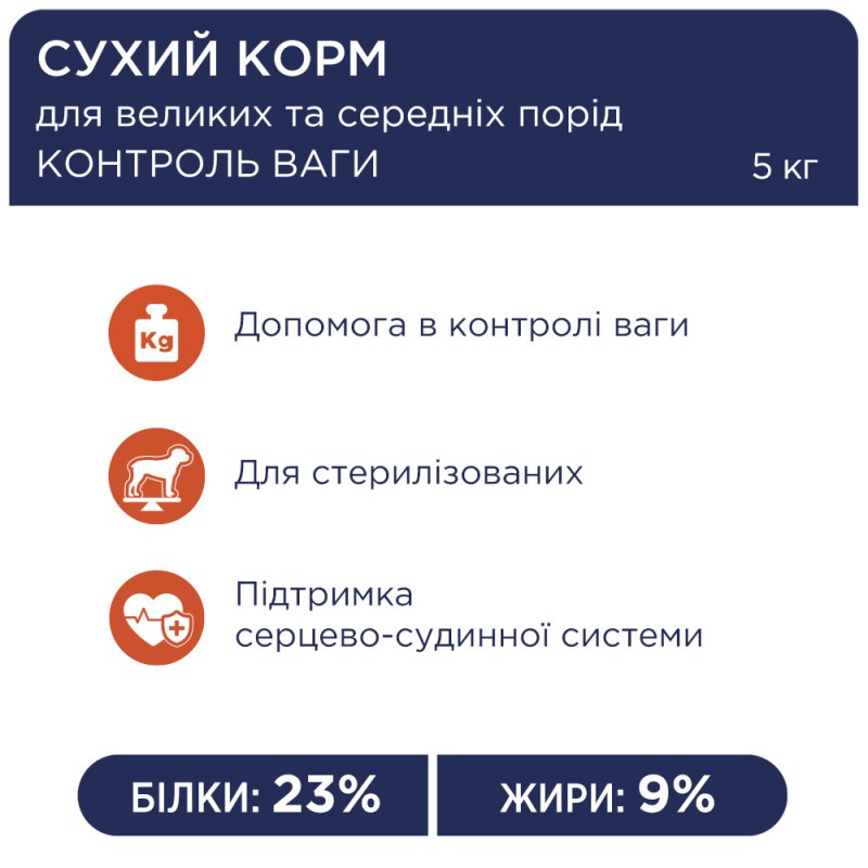 Клуб 4 Лапи Premium Light 5 кг сухий корм для собак середніх та великих порід з індичкою