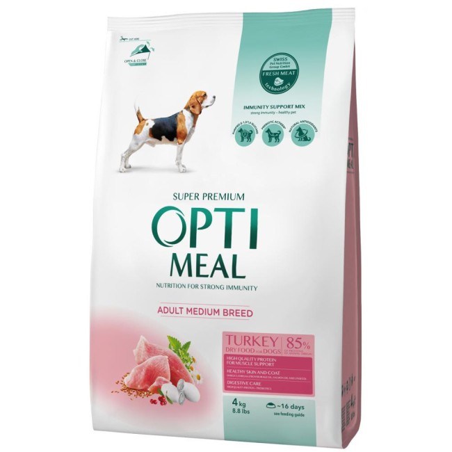 Optimeal Medium 4 кг сухий корм для собак середніх порід з індичкою