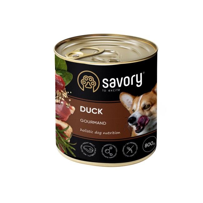 Savory Dog Gourmand Duck 800 г вологий корм для собак усіх порід з качкою