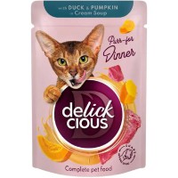 Delickcious (Делішес) пауч Duck Pumpkin для котів качка гарбуз смужки крем-суп 85 г