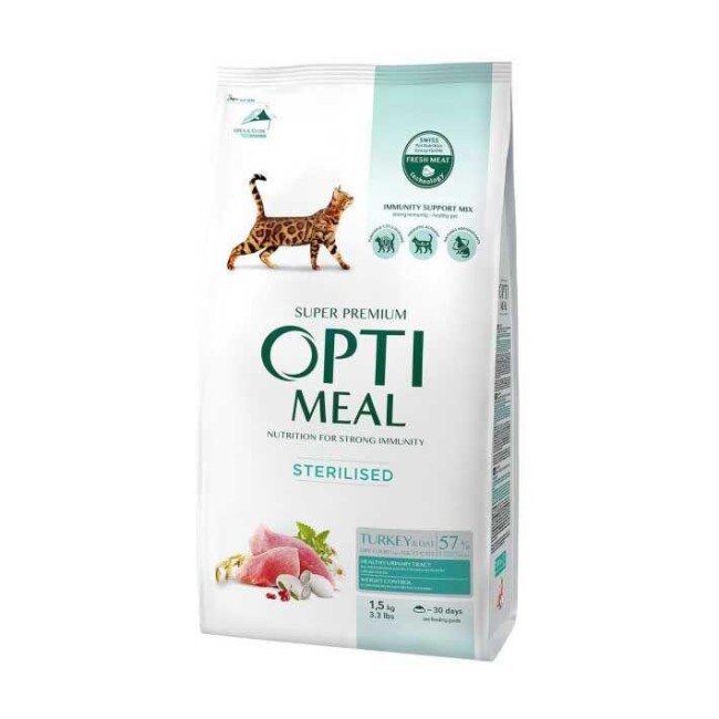 Optimeal Sterilised Turkey 1.5 кг сухий корм для стерилізованих кішок з індичкою