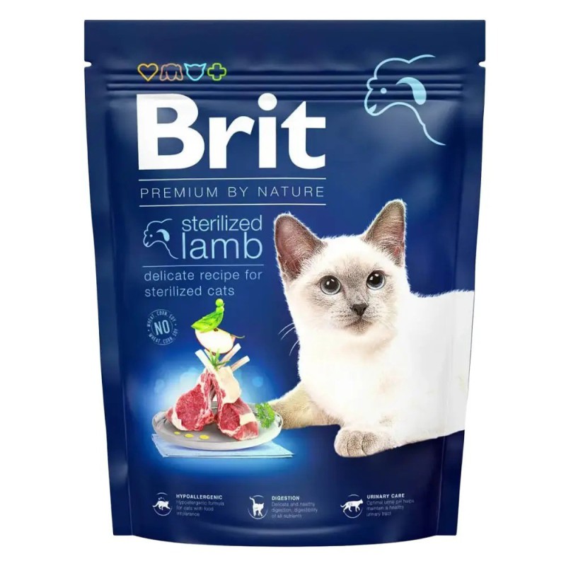 Brit Premium Sterilised Lamb 1.5 кг сухий корм для стерилізованих кішок з ягням