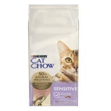 Cat Chow Adult Sensitive Salmon 1.5 кг сухий корм для котів з чутливим травленням з лососем