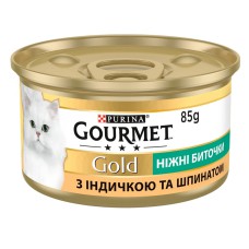 Влажный корм Gourmet Gold Нежные биточки для кошек с индейкой и шпинатом 24x85 г