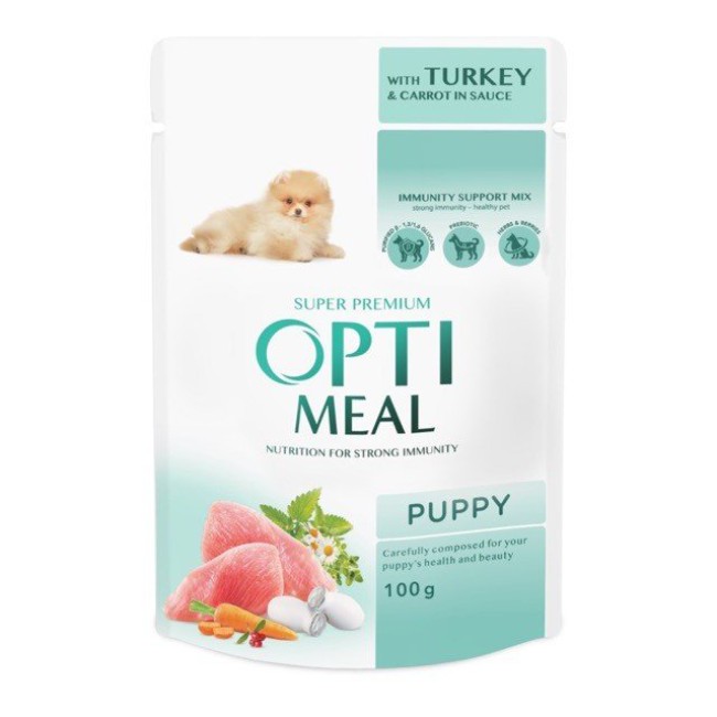 Optimeal Puppy Turkey Carrot in Sauce 12х100 г вологий корм для цуценят всіх порід з індичкою та морквою в соусі