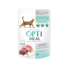Optimeal Hairball Control Duck Liver 85 г вологий корм з качкою та печінкою для кішок