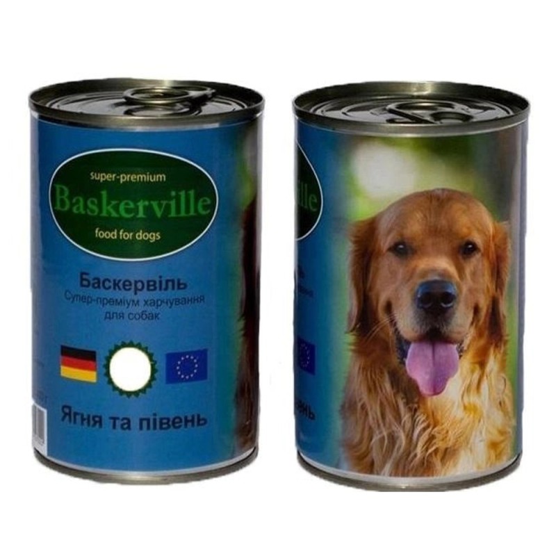 Вологий корм для собак Baskerville Ягня і півень 800 г