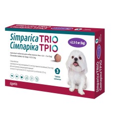 Сімпарика Тріо, для собак, від бліх та кліщів 2,5-5 кг (1таб)