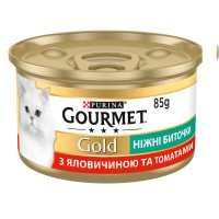 Влажный корм Gourmet Gold Нежные биточки для кошек с говядиной и томатами 24x85 г