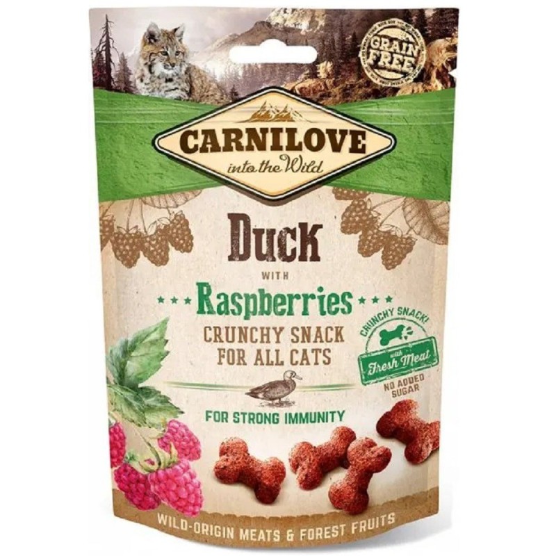 Ласощі Carnilove Cat Crunchy Snack Duck with Raspberries для котів для міцного імунітету з качкою та малиною 50 г (100411)