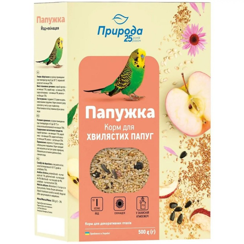 Корм для хвилястих папуг Природа Папужка 500 г (PR241084)