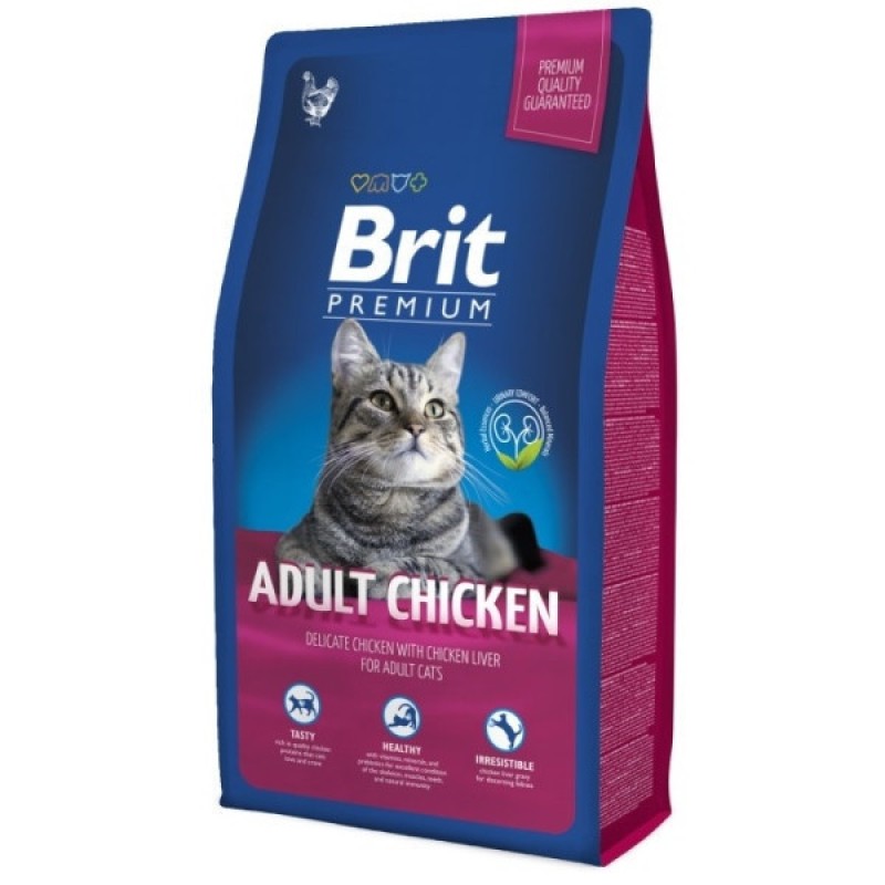 Brit Premium Adult Chicken 300 г сухий корм для кішок з куркою