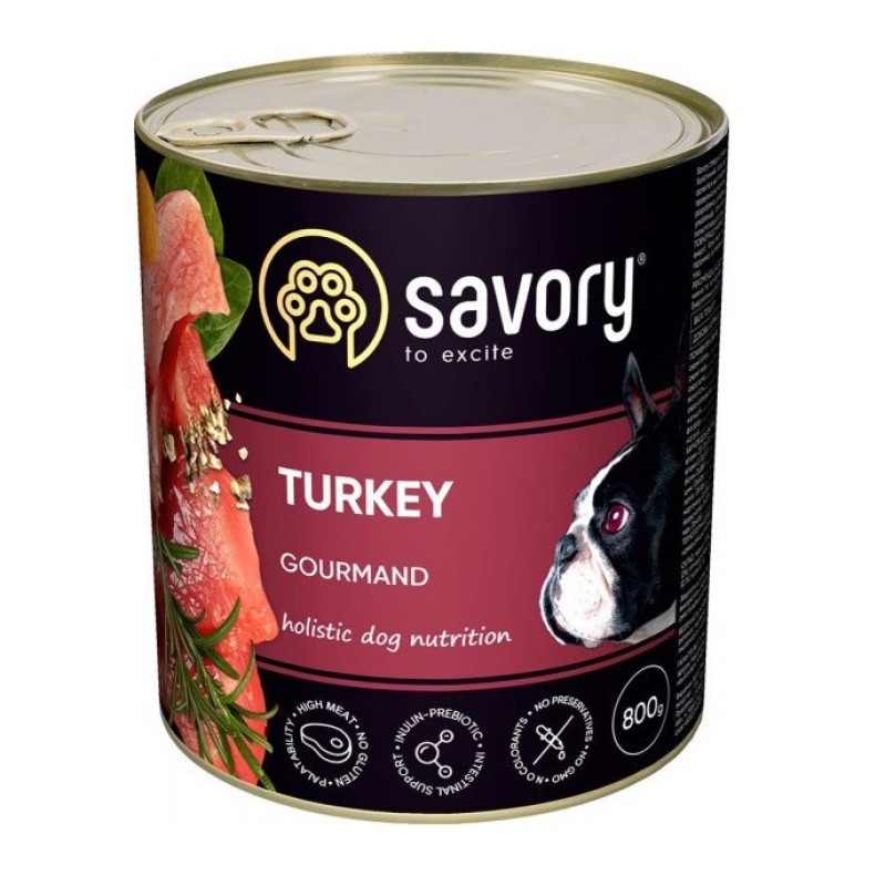 Savory Dog Gourmand Turkey для собак з індичкою 800 г