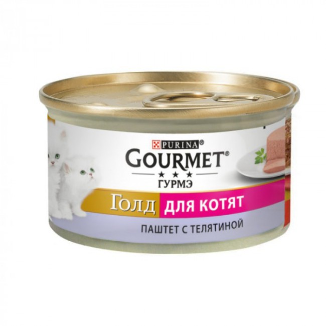 Вологий корм Gourmet Gold для кошенят паштет з телятиною 24x85 г