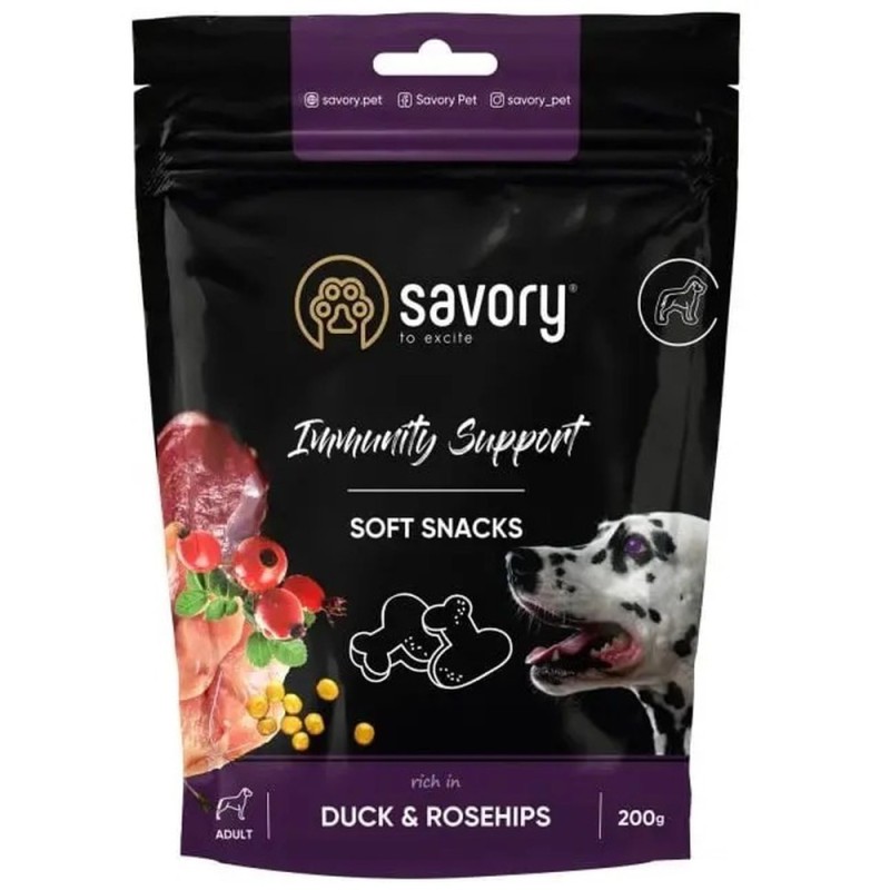 Ласощі Savory Dog Immunity Support Soft Snack з качкою та шипшиною для собак 200 г (31331)