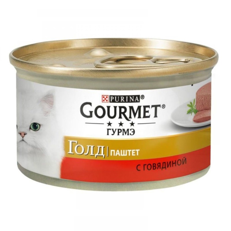 Gourmet Gold для кошек паштет с говядиной 24x85 г