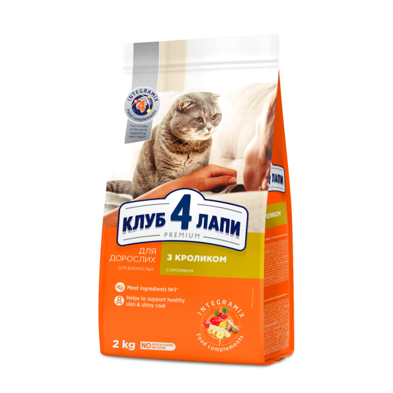 Клуб 4 Лапи Premium Rabbit 2 кг сухий корм для кішок з кроликом