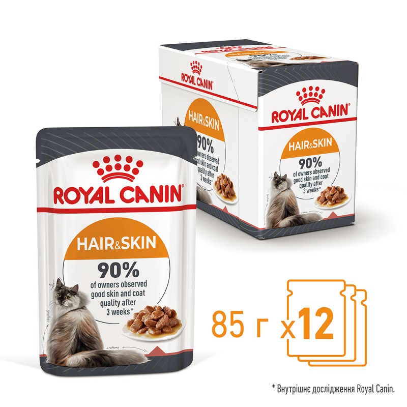 Royal Canin Hair & Skin Care in gravy 12х85 г влажный корм в соусе для кошек с чувствительной кожей или проблемной шерстью