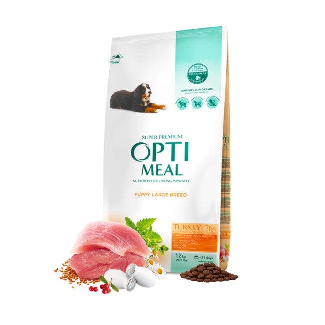 Optimeal Dog Puppy Large 4 кг сухий корм для щенят великих порід з індичкою