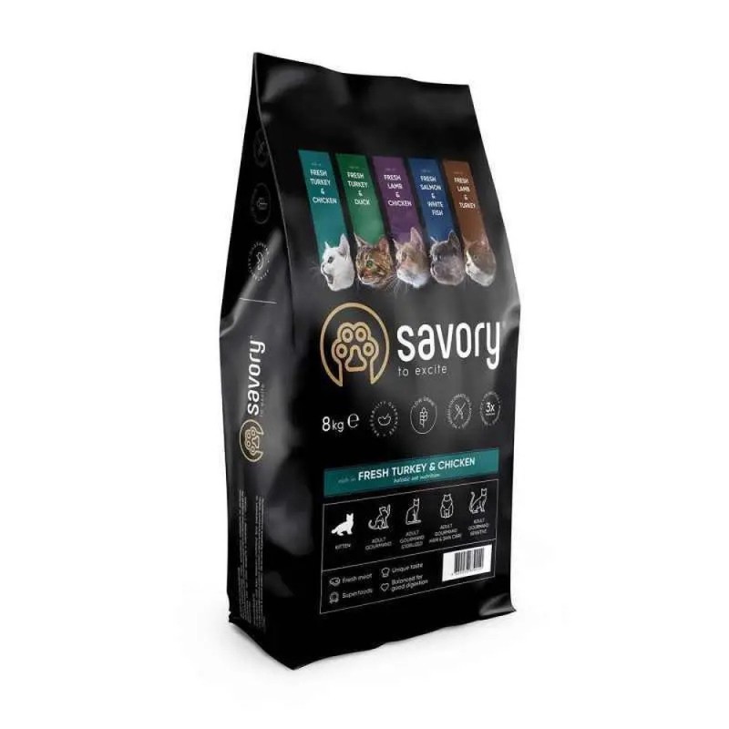Savory Kitten Chicken With Turkey 8 кг сухий корм для кошенят з індичкою