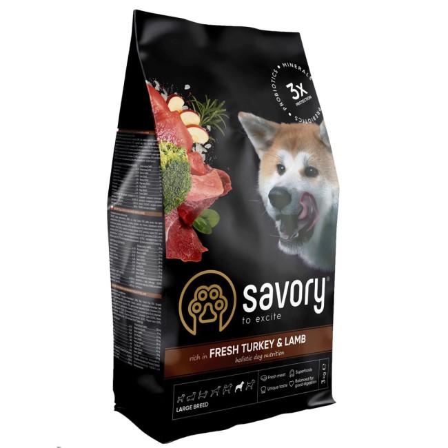 Savory Large Breed Turkey Lamb 3 кг сухий корм для великих собак з індичкою та ягнятком
