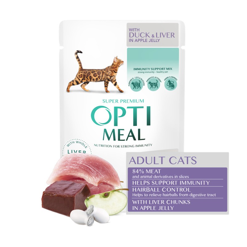 Optimeal Hairball Control Duck Liver для кішок з качкою 12х85 г