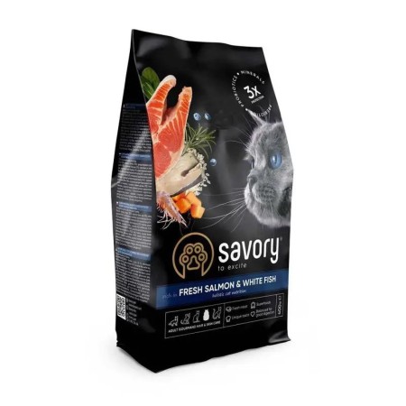 Savory Adult Cat Salmon White Fish 2 кг сухий корм для довгошерстих кішок з лососем