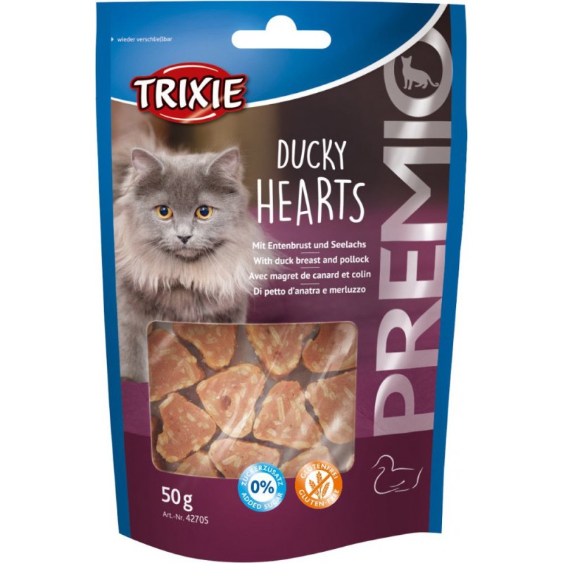 Ласощі Trixie Premio Ducky Hearts для кішок з качкою та мінтаєм 50 г