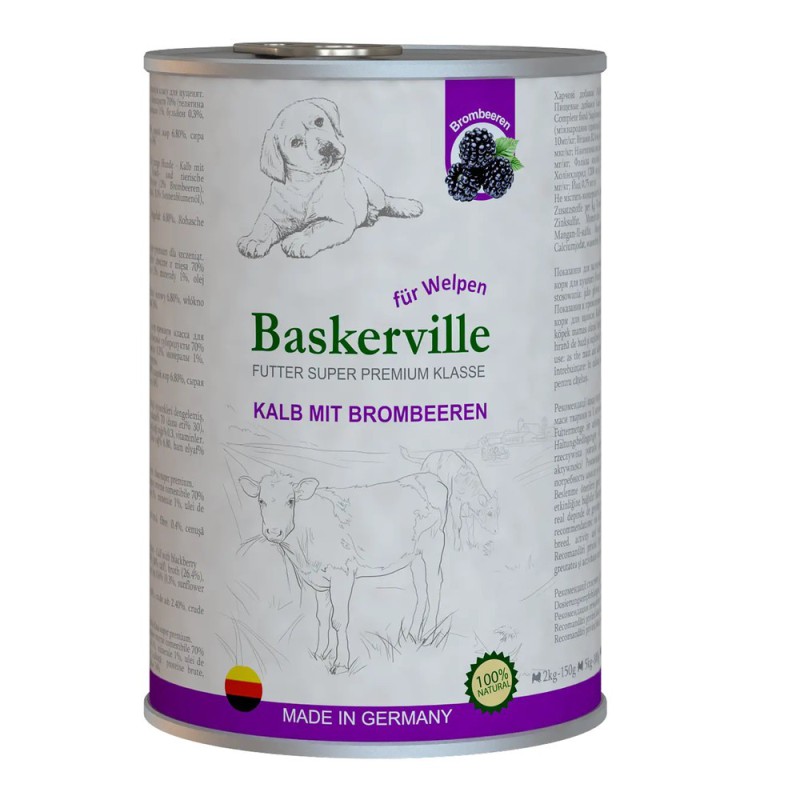 Baskerville Super Premium Kalb Mit Brombeeren вологий корм телятина та ожина для цуценят 800 г