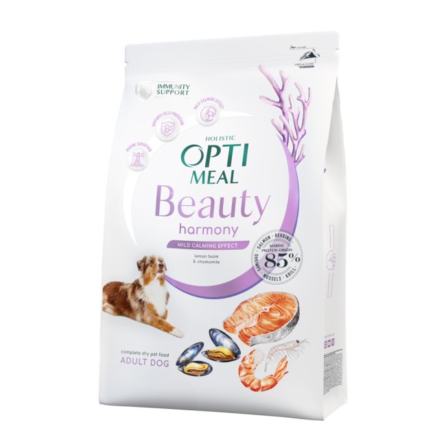 Optimeal Dog Beauty Harmony 4 кг сухий корм для собак заспокійливий ефект із морепродуктів