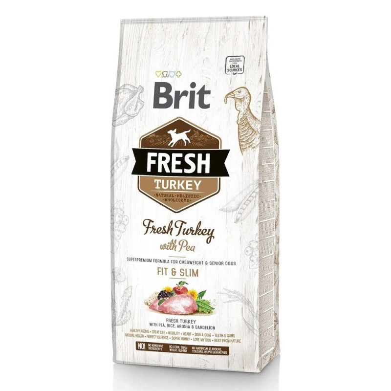 Brit Fresh Turkey with Pea Adult Fit Slim 12 кг сухий корм з індичкою