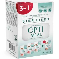 Optimeal Sterilised №6 асорті для стерилізованих кішок набір (3+1) 340 г