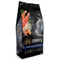Savory Adult Cat Salmon White Fish 400 г сухой корм для длинношерстных кошек с лососем