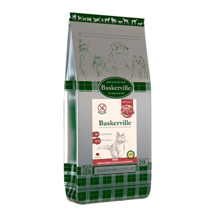 Baskerville KF Getreidefrei Rind 20 кг сухий корм беззерновий для кішок з яловичиною