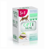 Optimeal Adult Cats Cod Fish Vegetablе для кошек с треской 85 г набор (3+1) 340 г