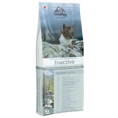 Carpathian Pet Food Inactive для стерилізованих кішок з куркою та палтусом 12 кг