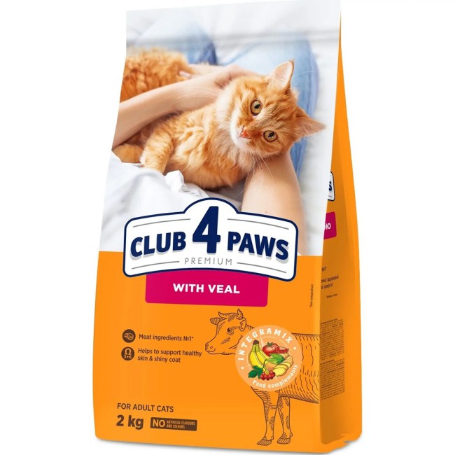 Клуб 4 Лапи Premium Veal 2 кг сухий корм для котів з телятиною