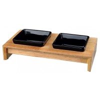 Підставка Trixie Bowl Set з 2 мисками для собак, кераміка та дерево, 0.2 л