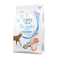 Optimeal Cat Beauty Podium 1.5 кг сухий корм вовна та догляд за зубами для кішок з морепродуктів