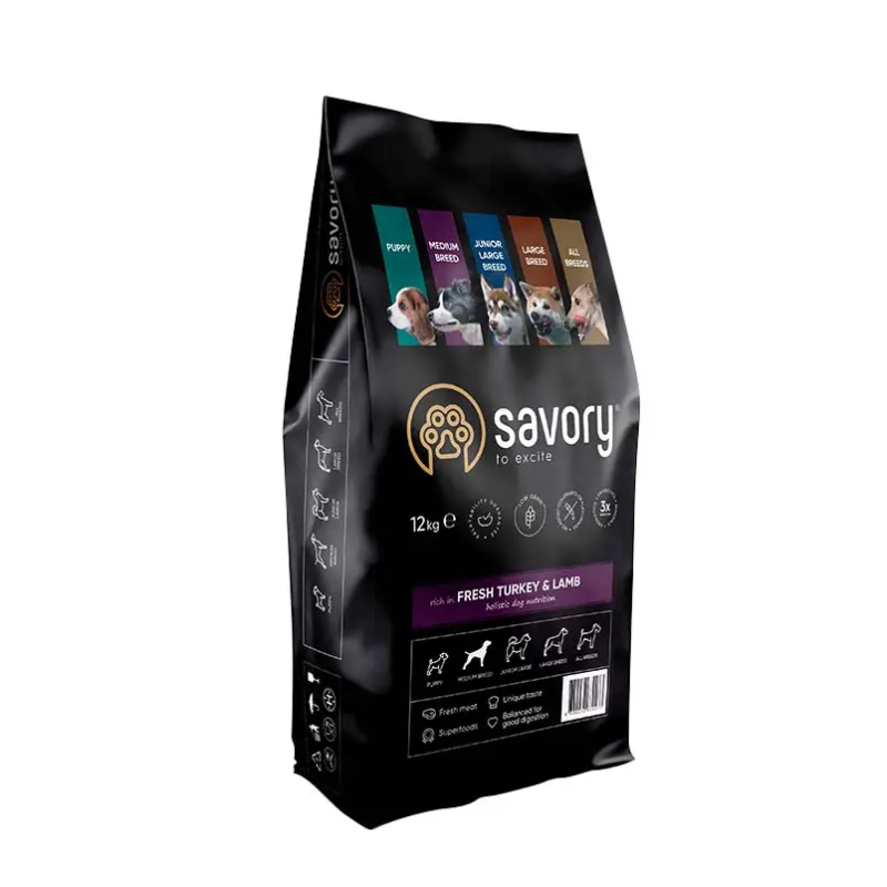 Savory Medium Turkey Lamb 12 кг сухий корм для собак середніх порід з індичкою та ягням