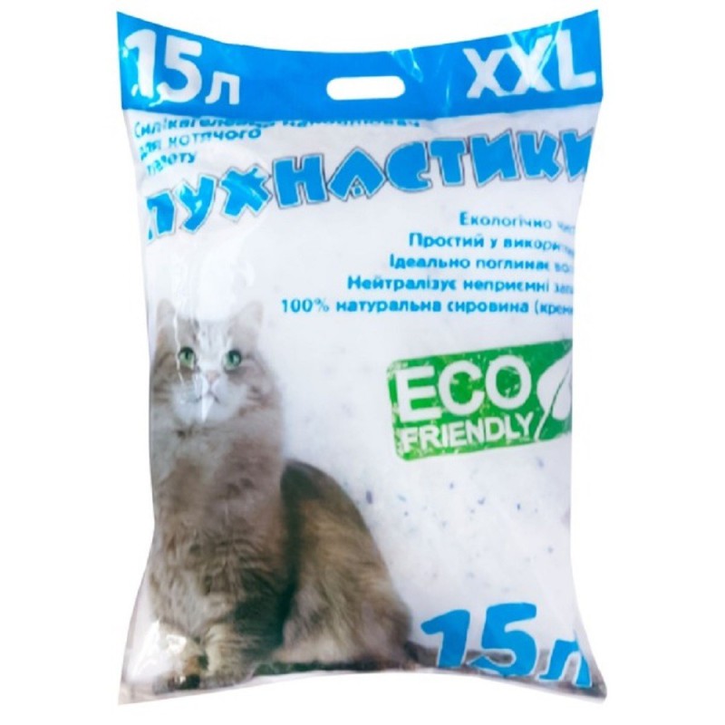 Наповнювач силікагелевий Пушистики для котячого туалету 15 л