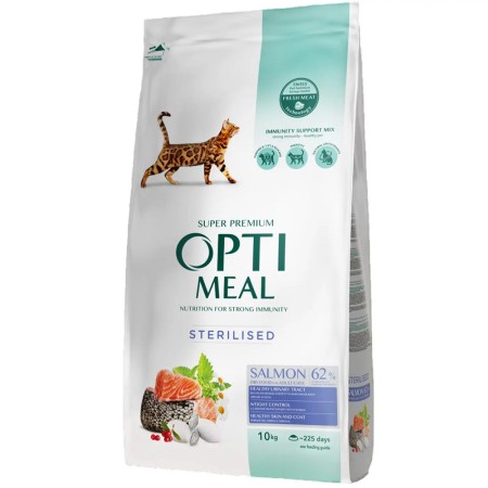 Optimeal Sterilised Salmon 10 кг сухий корм для стерилізованих кішок з лососем