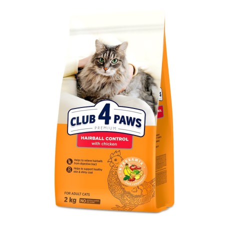 Клуб 4 Лапи Premium Hairball Control 2 кг сухий корм для котів з ефектом виведення вовни