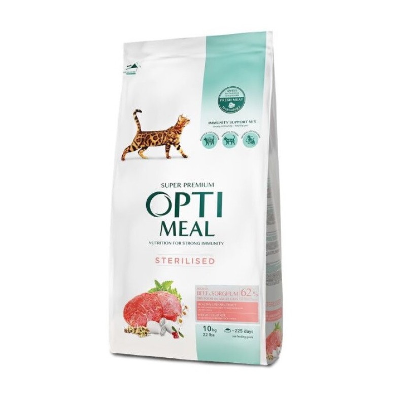 Optimeal Sterilised Beef Sorghum 4 кг сухий корм для стерилізованих кішок з яловичиною