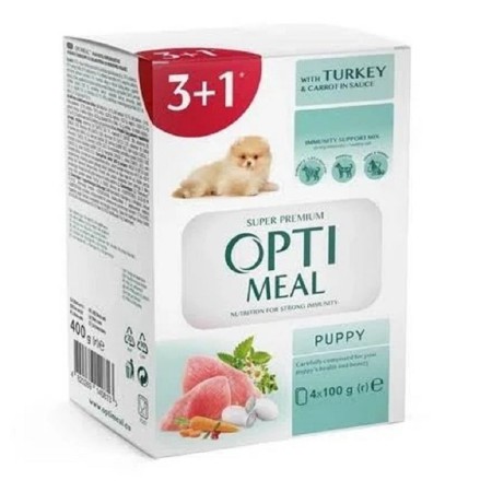Optimeal Puppy Turkey Carrot in sauce вологий корм для цуценят з індичкою та морквою в соусі 100 г набір (3+1) 400 г