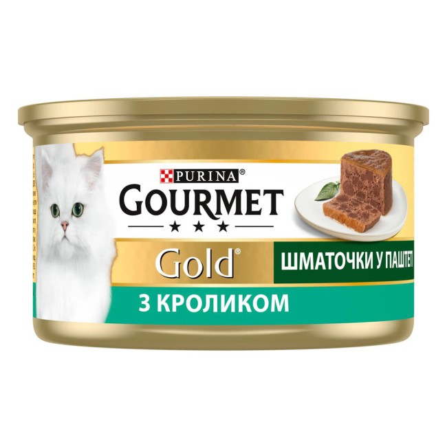 Вологий корм Gourmet Gold для котів Шматочки в паштеті з кроликом 24x85 г