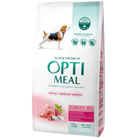Optimeal Medium 1.5 кг сухий корм для собак середніх порід з індичкою