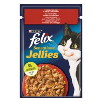Влажный корм для кошек Felix Sensations, с говядиной и томатами, 26*85 г