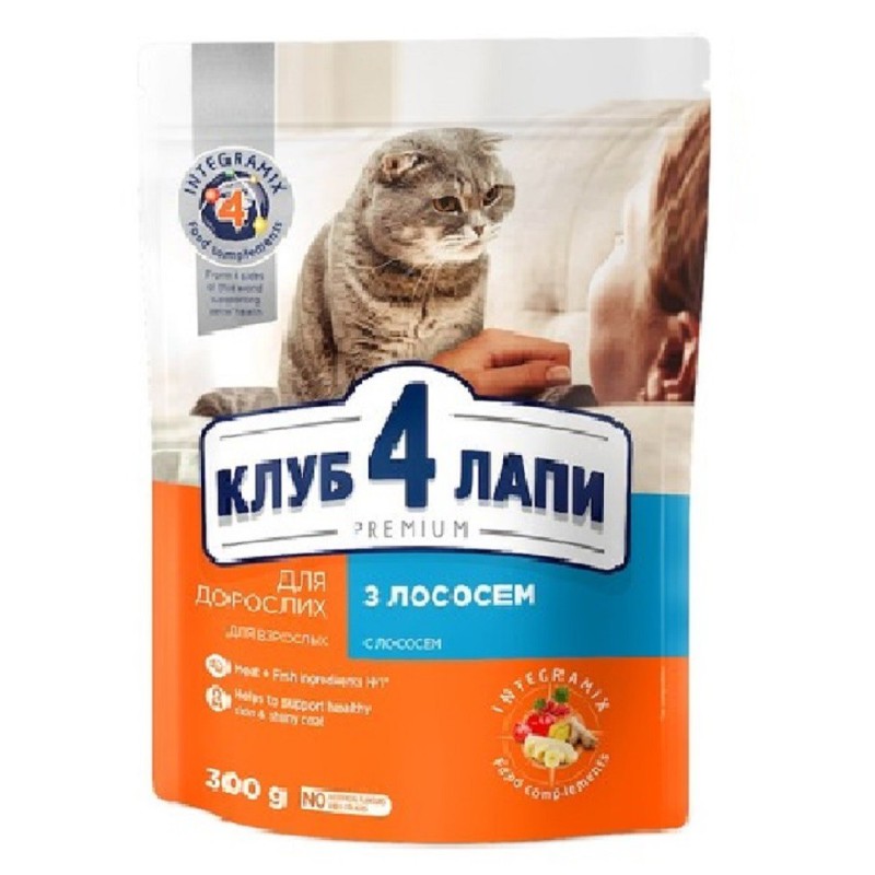 Клуб 4 Лапы Premium Salmon 300 г сухой корм для кошек с лососем